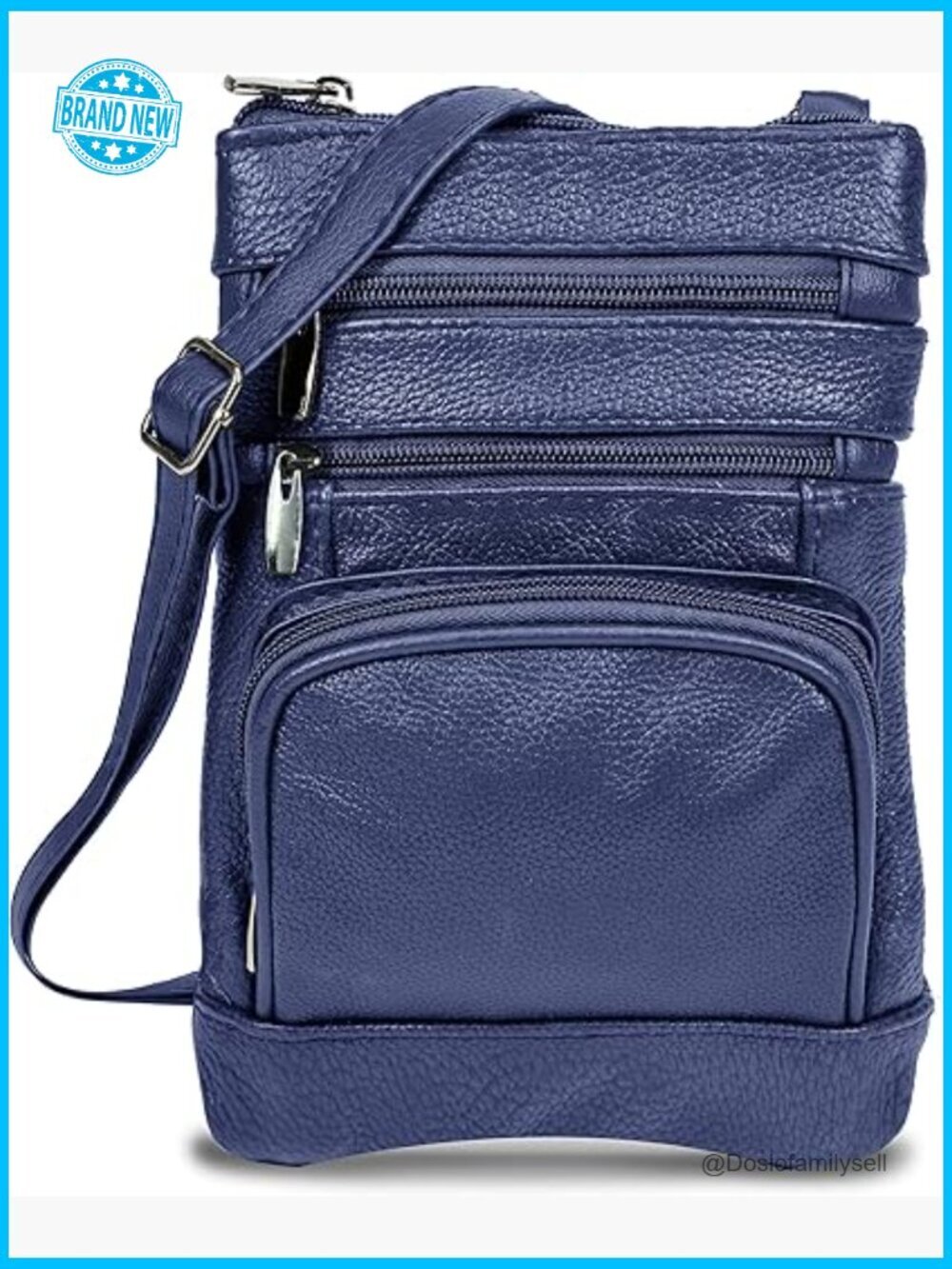 Leather Crossbody Purse with Multiple Pockets Adjustable Strap Messenger Bag